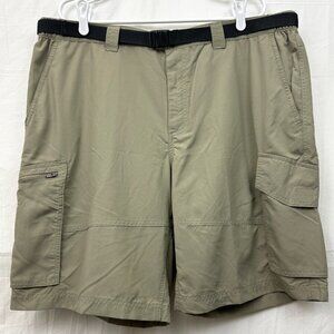 Columbia Sportswear Lightweight Nylon Belted Sport Shorts Men 42 Beige